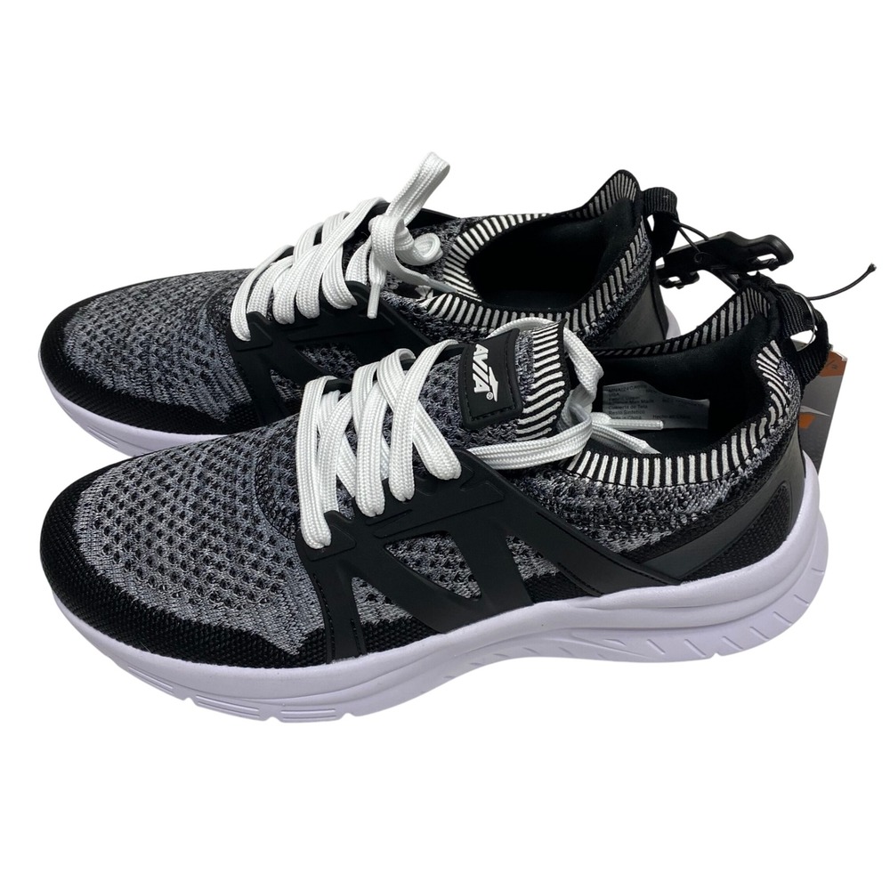 Avia Men's Athletic Shoes Knit Lace Up Sneakers Black Gray White Size 8.5‎ NWT